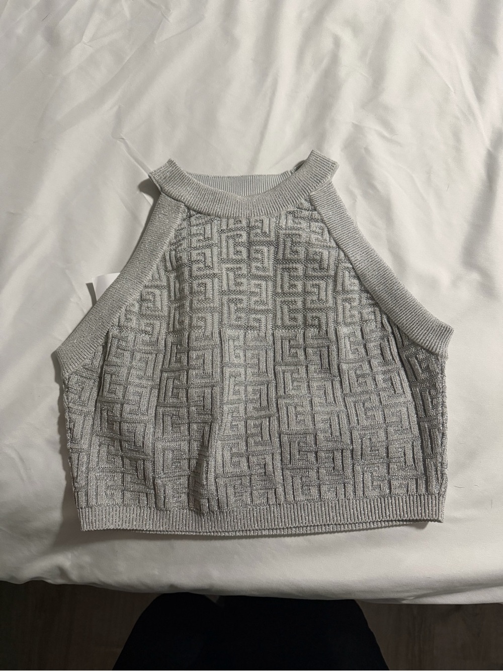 Grey Knit Halter Tank Top